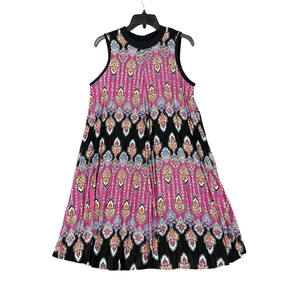 Nicole By Nicole Miller Womens 6‎ Boho Pleated Shift Dress Retro Festival Chic